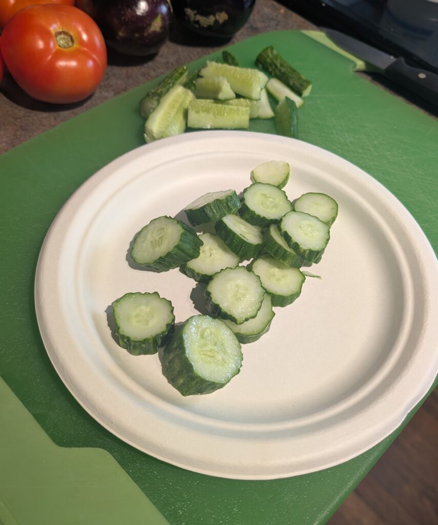 Sliced Suyo cucumber